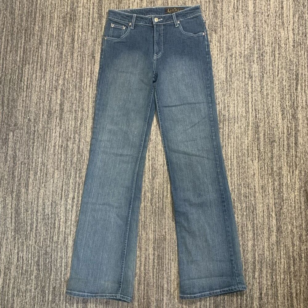 Vintage Lawman Jeans Women's 8 High Waisted Wide Leg‎ Rodeo Cowgirl Blue Jeans